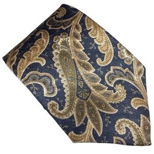 Essex Row Silk Tie USA Blue Gold Paisley Tied